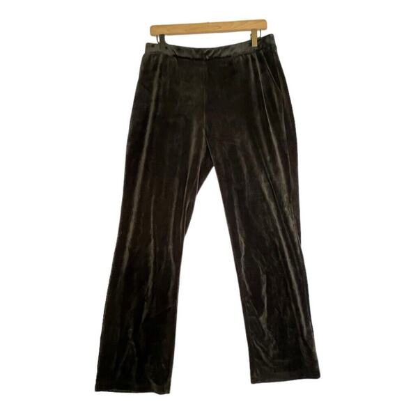 Chico's Zenergy Pants Size 1 Velvet Velour Pull On Travel Comfy Black Pockets - Picture 1 of 7